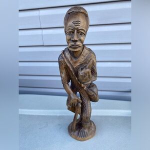 Hand Carved Folk Art Wood Sculpture Ethnic Art Statue of An Old Man
